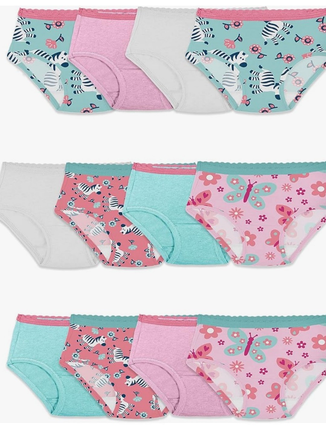 Nwot Fruit Of The Loom Girls Cotton Hipster (12-Pack Bundle) Underwear